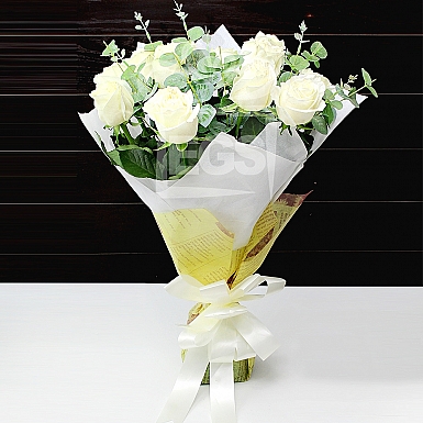 Dozen Imported White Roses